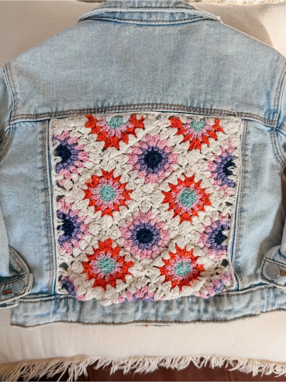 ✨ ZARA Baby Girls Crochet Back Denim Jacket 9–12M GUC